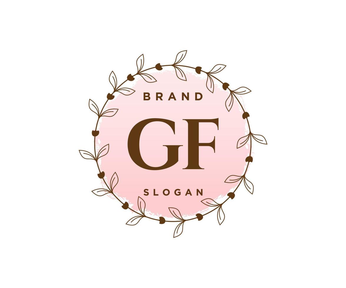 logotipo feminino gf inicial. utilizável para logotipos de natureza, salão, spa, cosméticos e beleza. elemento de modelo de design de logotipo de vetor plana.