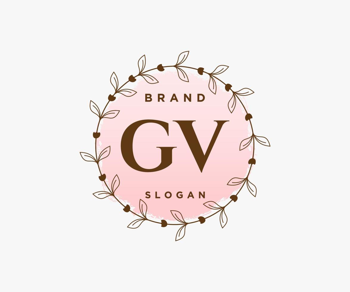 logotipo feminino gv inicial. utilizável para logotipos de natureza, salão, spa, cosméticos e beleza. elemento de modelo de design de logotipo de vetor plana.