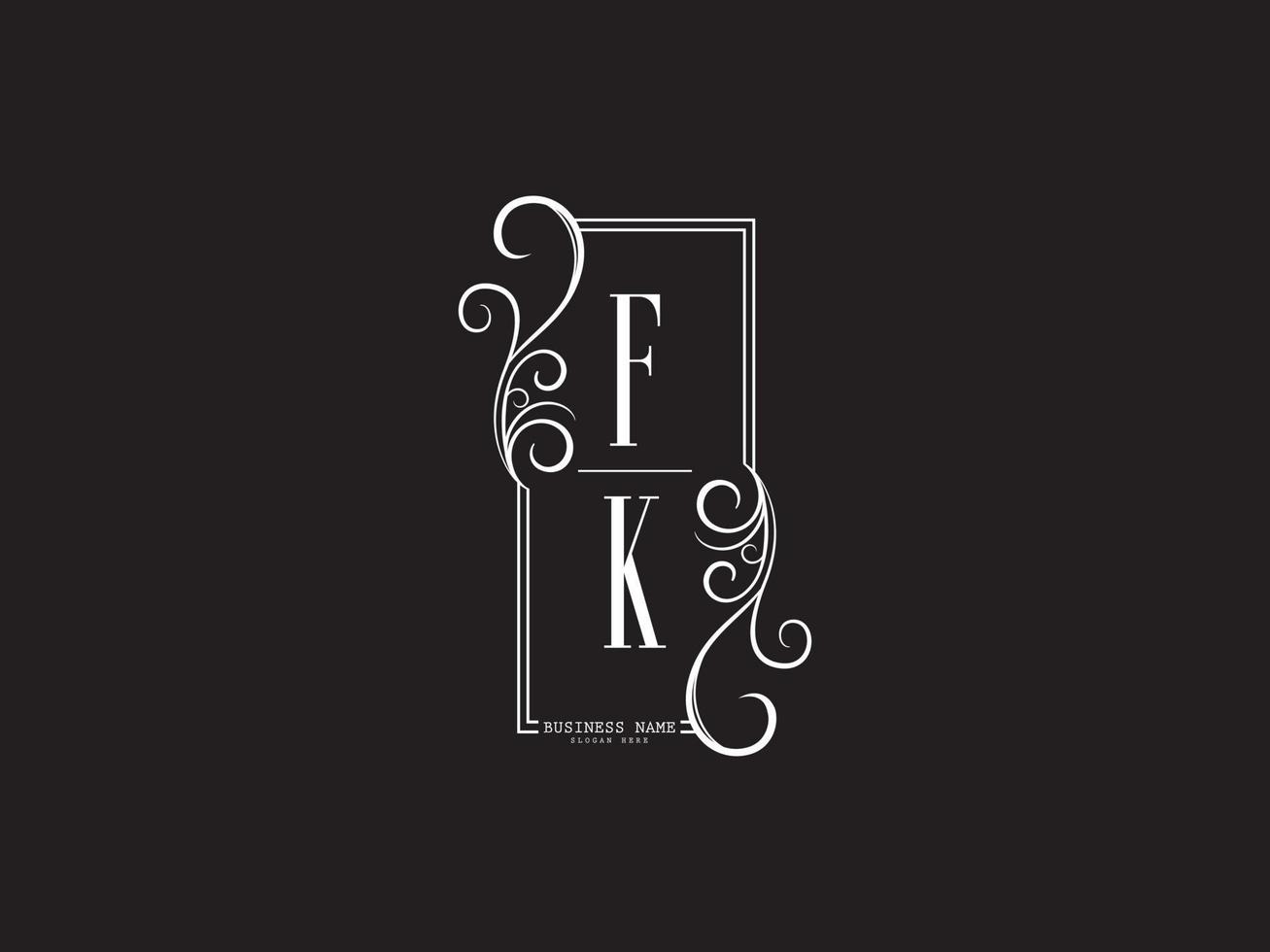 ícone minimalista do logotipo fk, design de logotipo de luxo da letra fk kf vetor