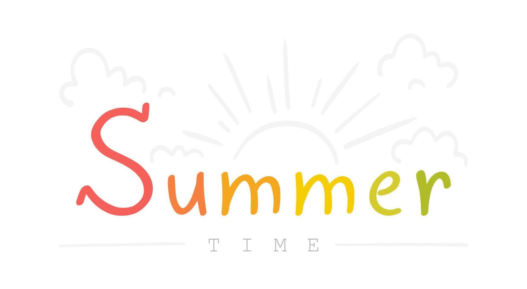 letras lindas e brilhantes de verão. ilustração em vetor de calor, verão, sol. tipografia. Fonte. à mão.