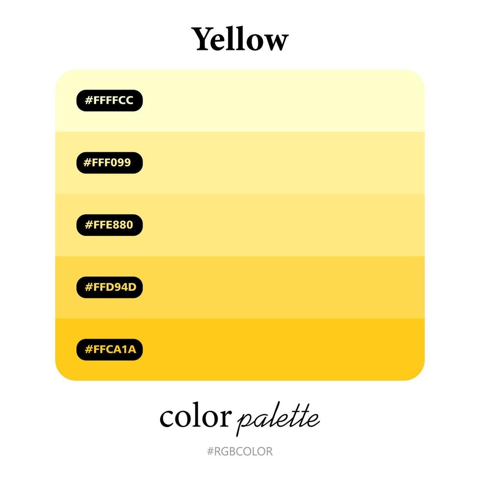paletas de cores amarelas com códigos precisos, perfeitas para uso de ilustradores vetor