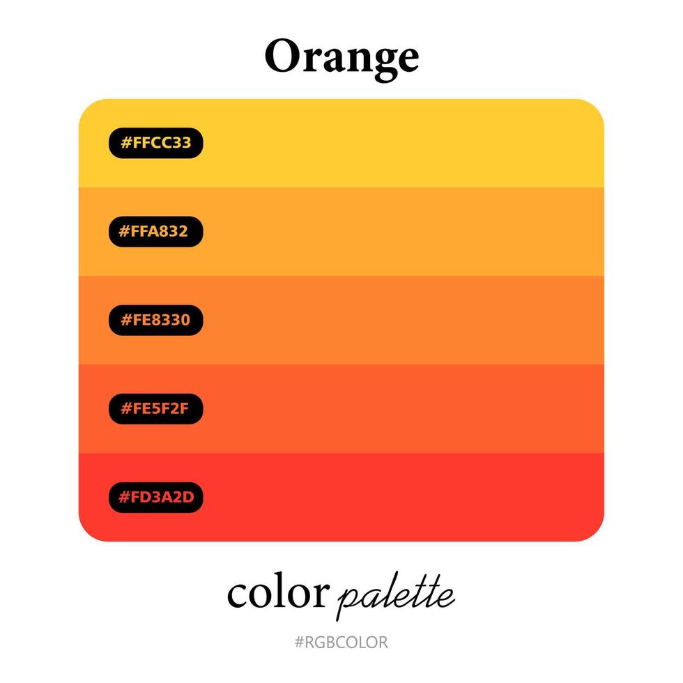 paletas de cores laranja com códigos precisos, perfeitas para uso de ilustradores vetor