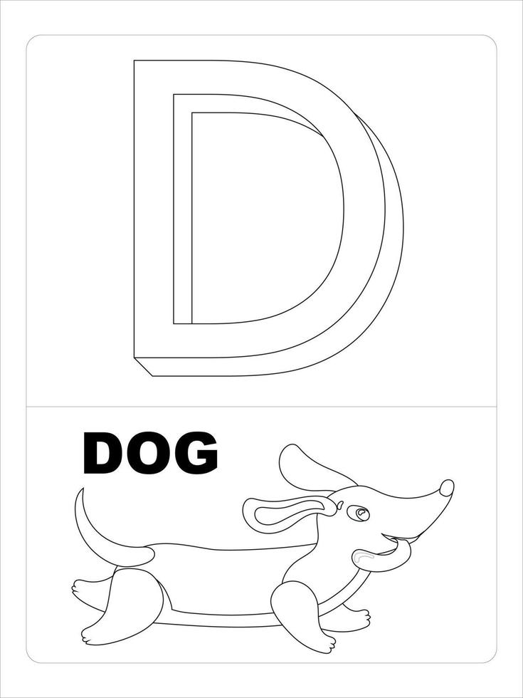 página de coloração animal do alfabeto para arte de linha infantil vetor