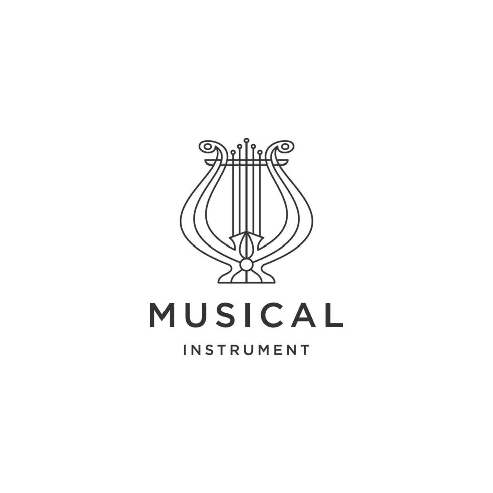 modelo de design de logotipo de símbolo de música de ícone de lira de harpa vetor