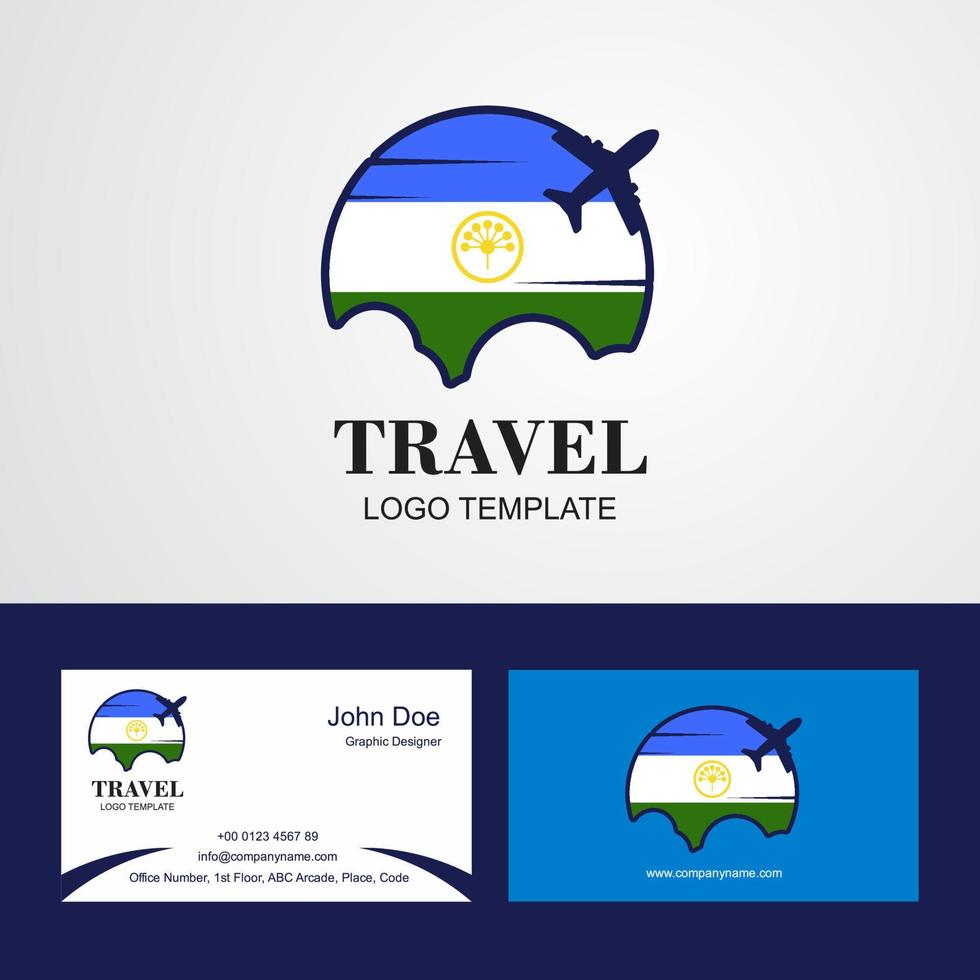 logotipo da bandeira bashkortostan de viagem e design de cartão de visita vetor