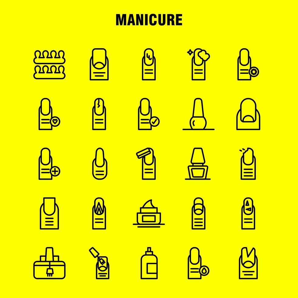 pacote de ícones de linha de manicure para designers e desenvolvedores ícones de manicure francesa de saúde médicacross art beauty care vector manicure