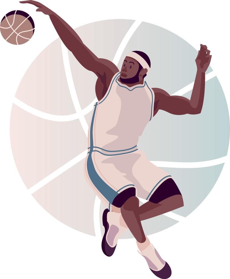 jogador de basquete pulando jogando ataque. ilustração vetorial vetor