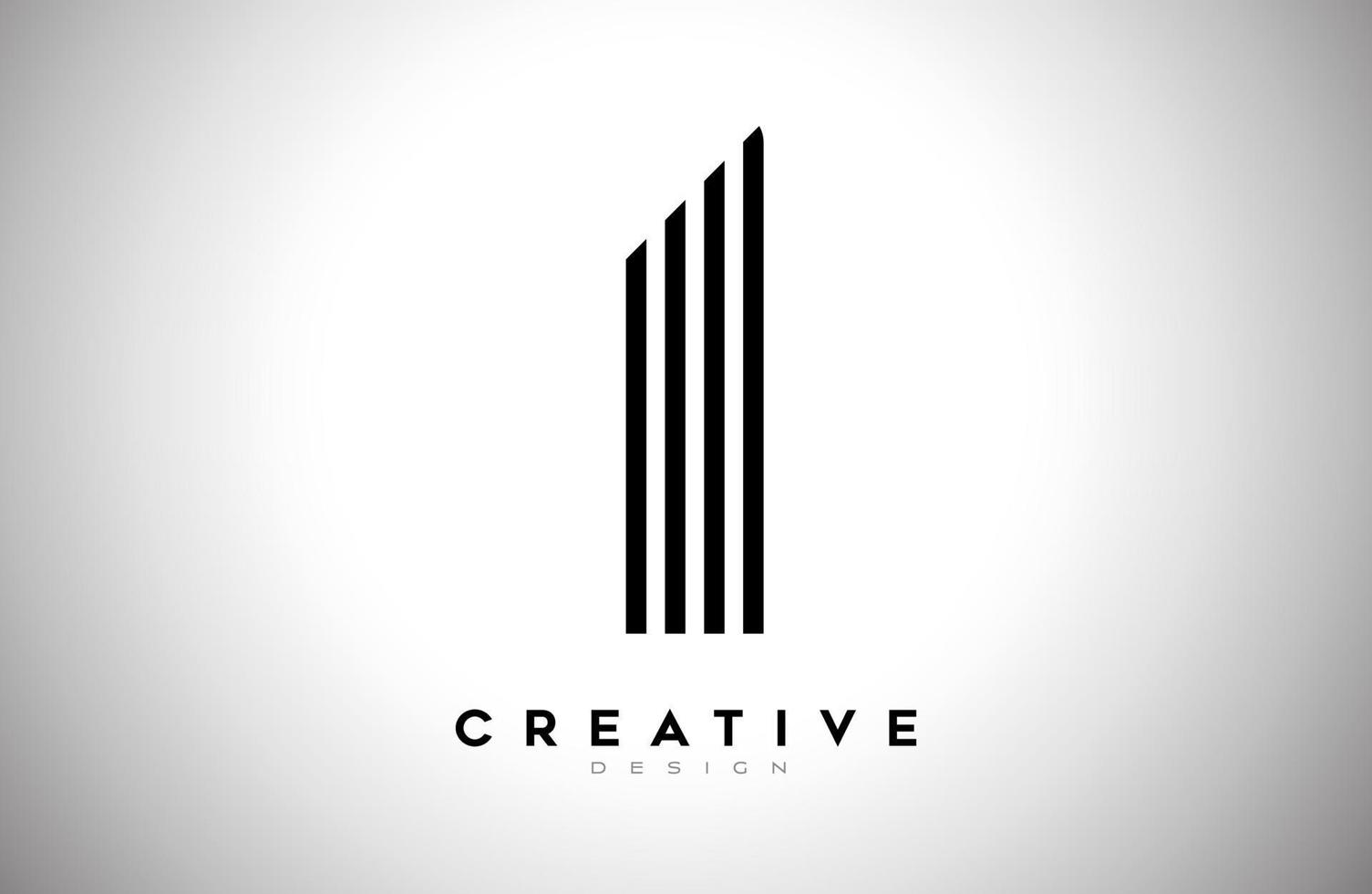 linhas letra i logotipo com linhas pretas e vetor de design de estilo criativo monograma