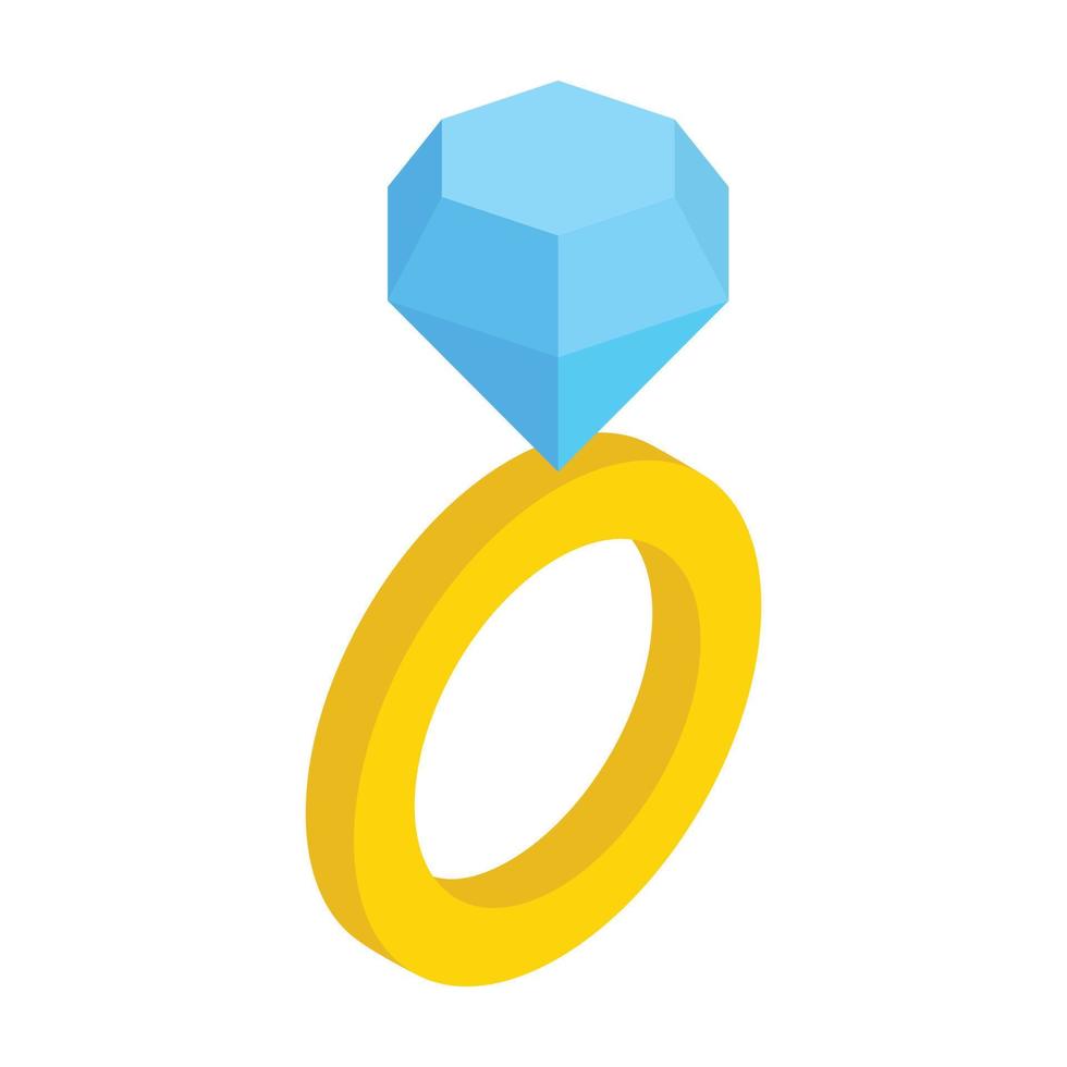 anel de casamento ícone 3d isométrico vetor
