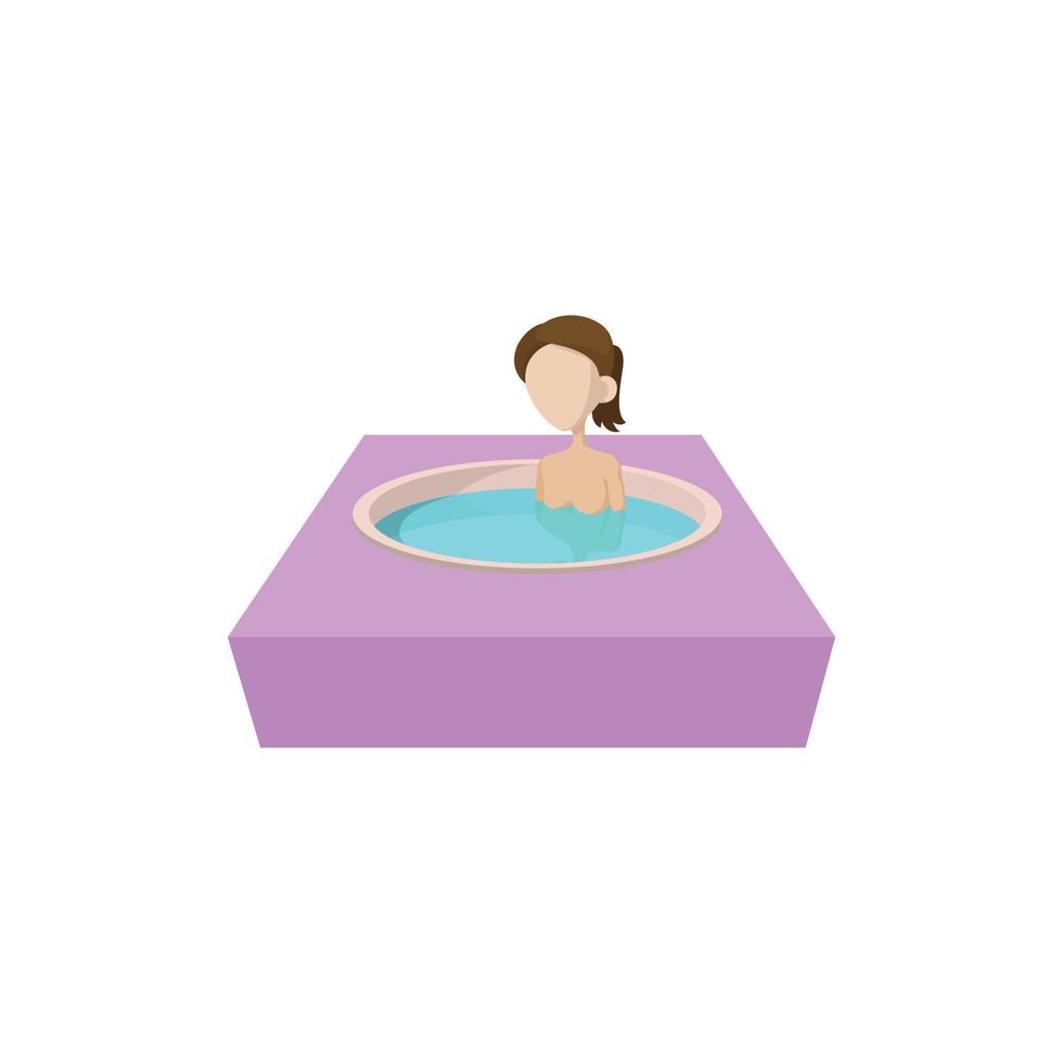 menina tomando banho no ícone de banheira de água termal vetor