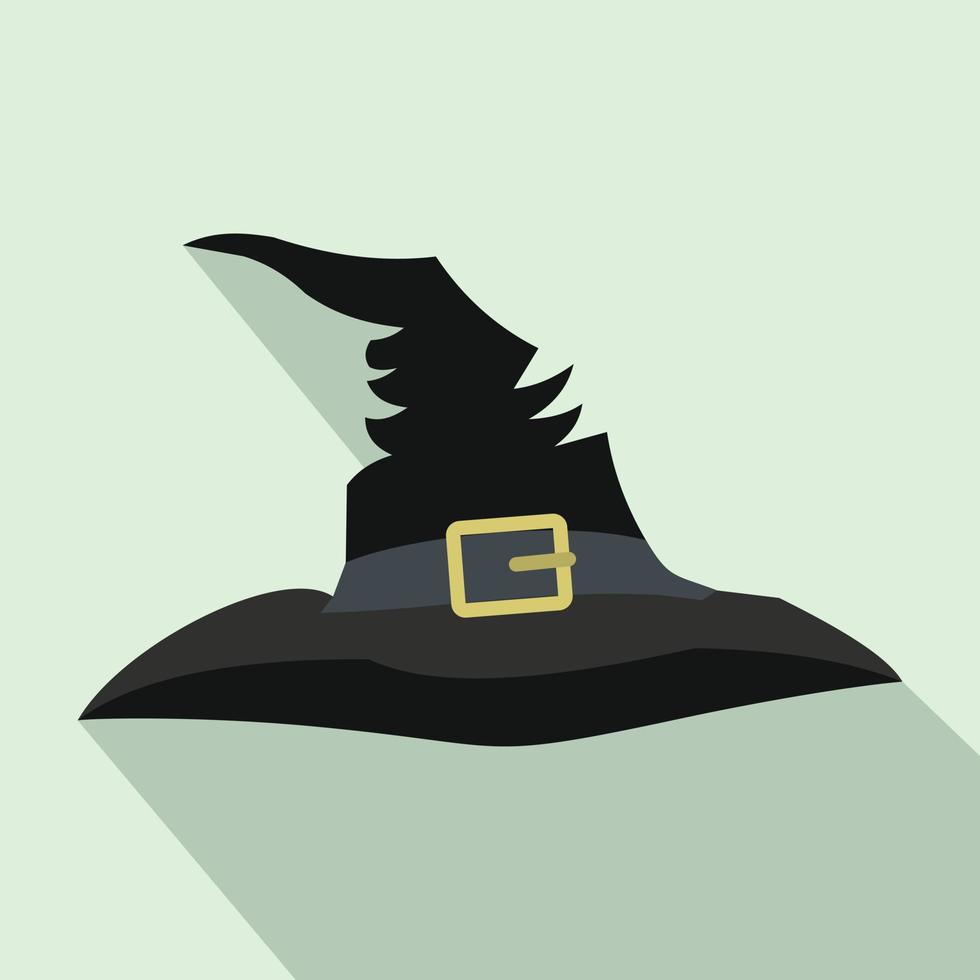 ícone plano de chapéu de bruxa com sombra vetor