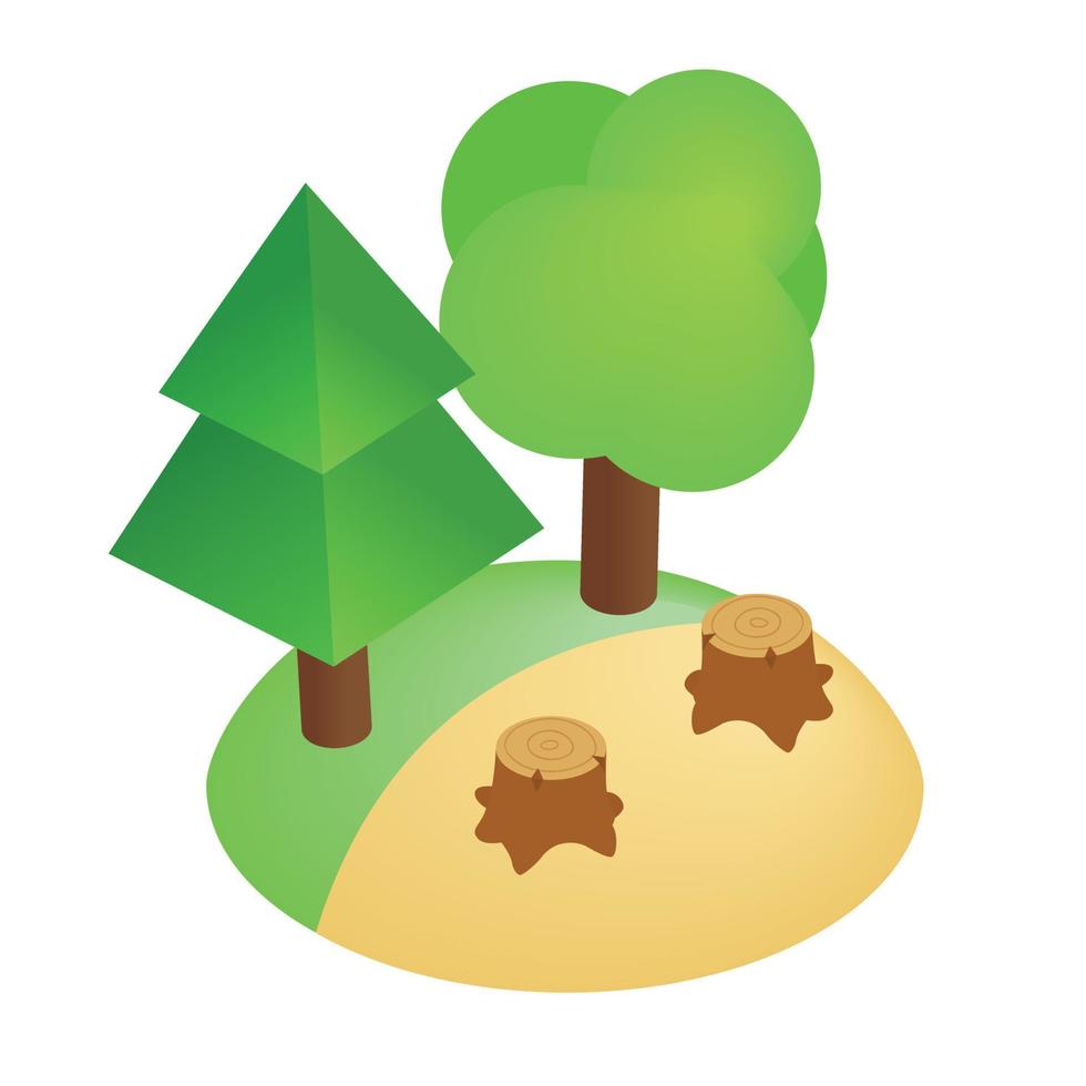 ícone de desmatamento, estilo 3d isométrico vetor