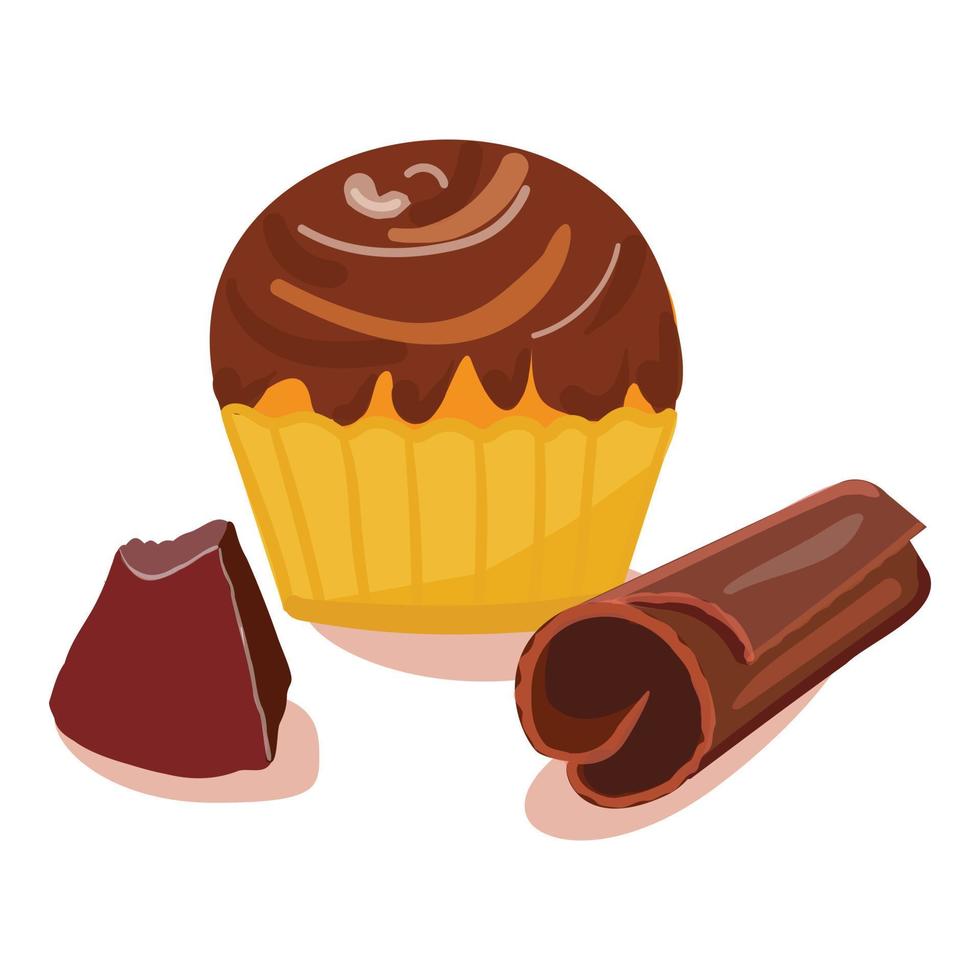 vetor de desenhos animados de ícone de cupcake de cacau. cacau chocolate