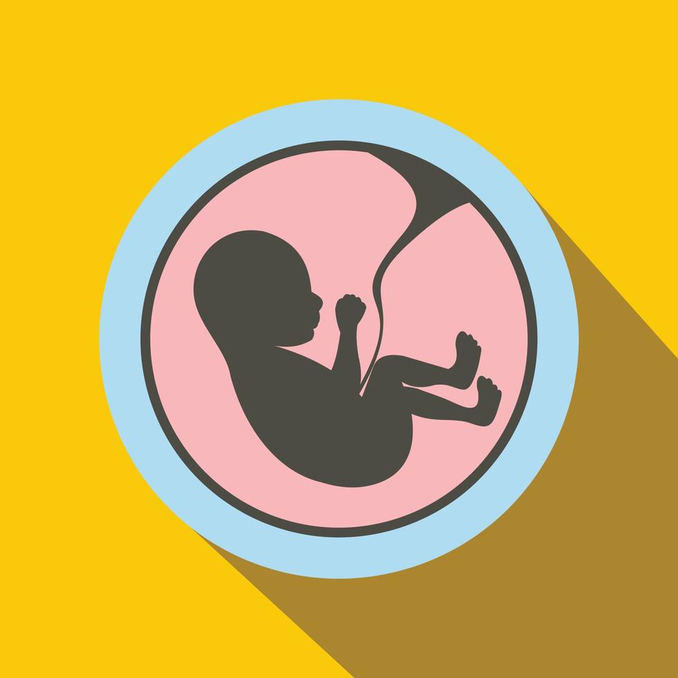 bebê no ícone plano do útero vetor