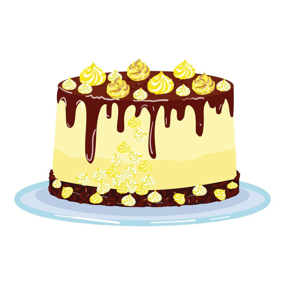 vetor de desenhos animados de ícone de bolo de creme de leite. feliz Aniversário