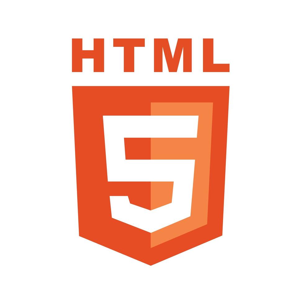emblema html5, escudo laranja e texto branco vetor