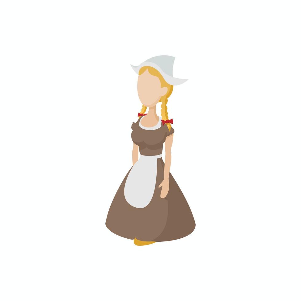 garota em um ícone de fantasia tradicional holandesa vetor