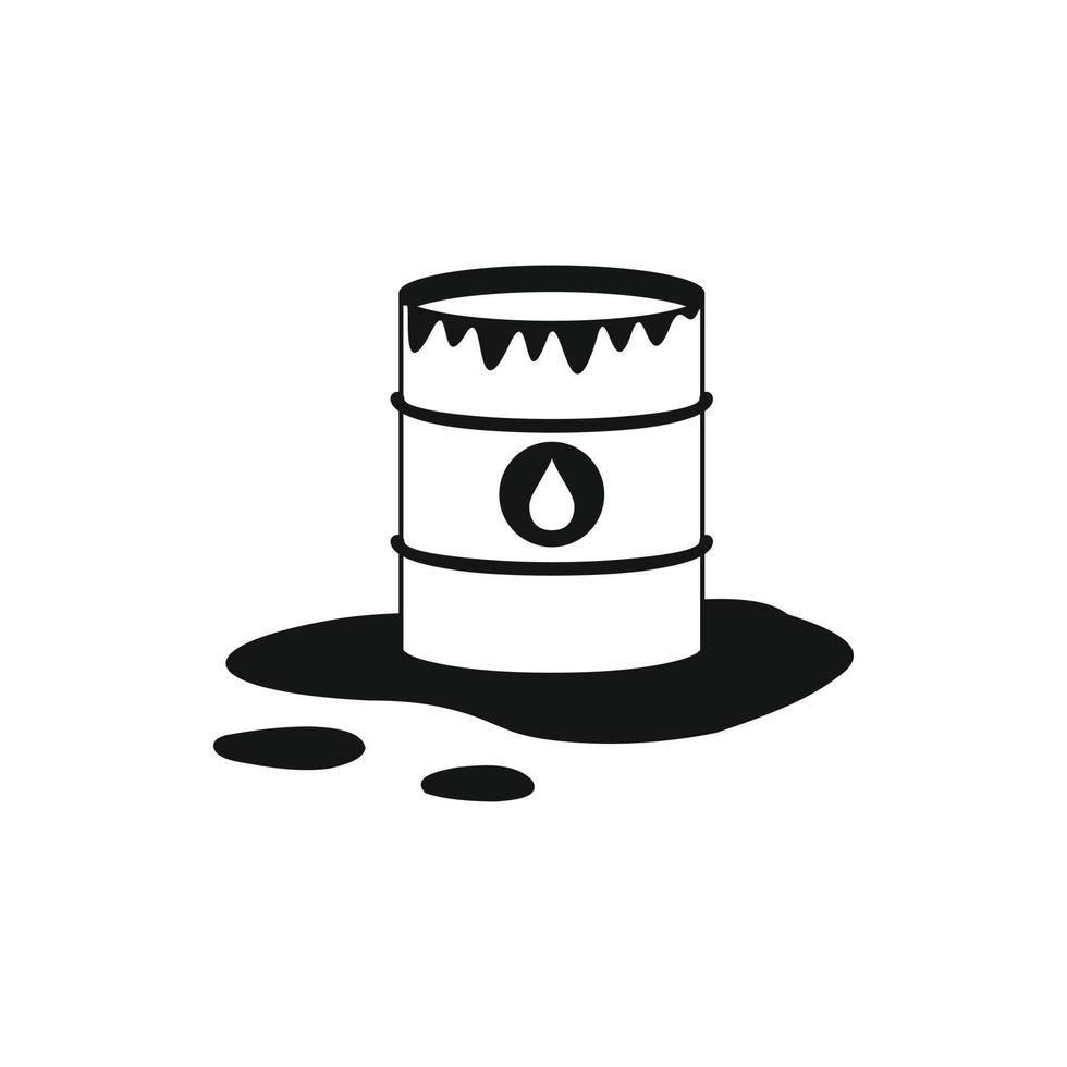barril e ícone de derramamento de óleo, estilo simples vetor