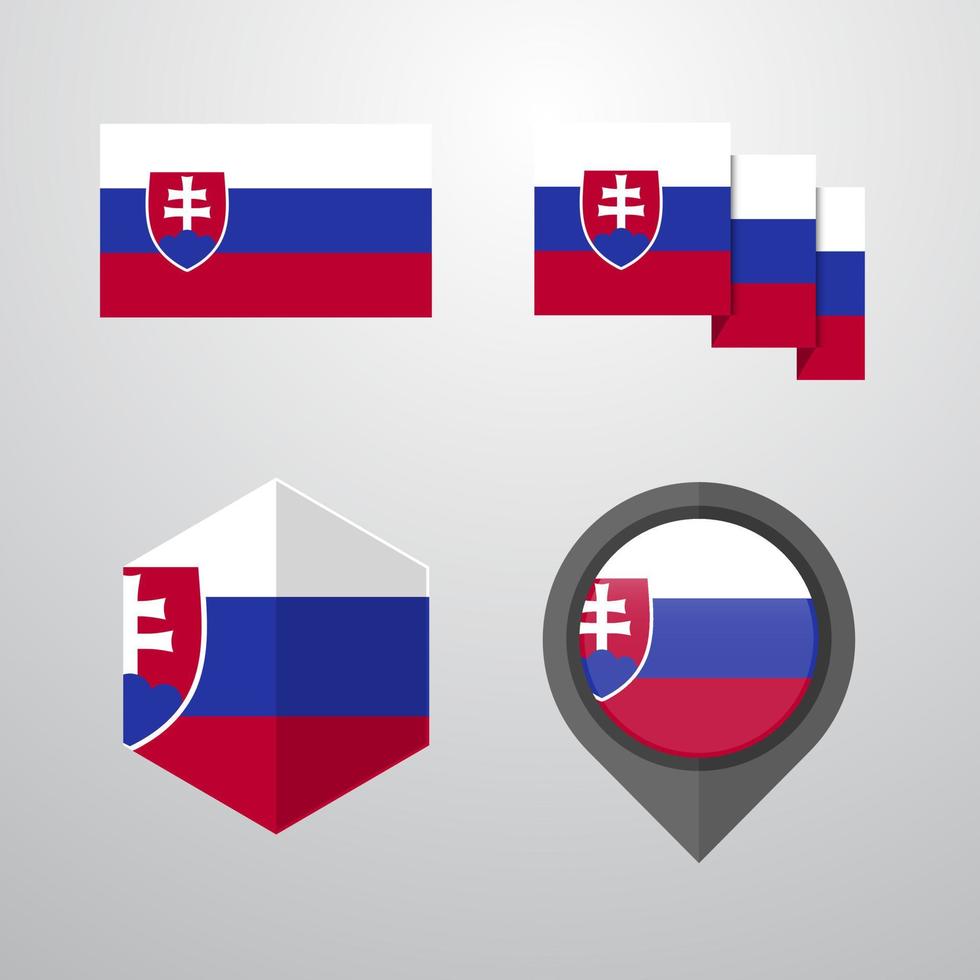 vetor de conjunto de design de bandeira da eslováquia