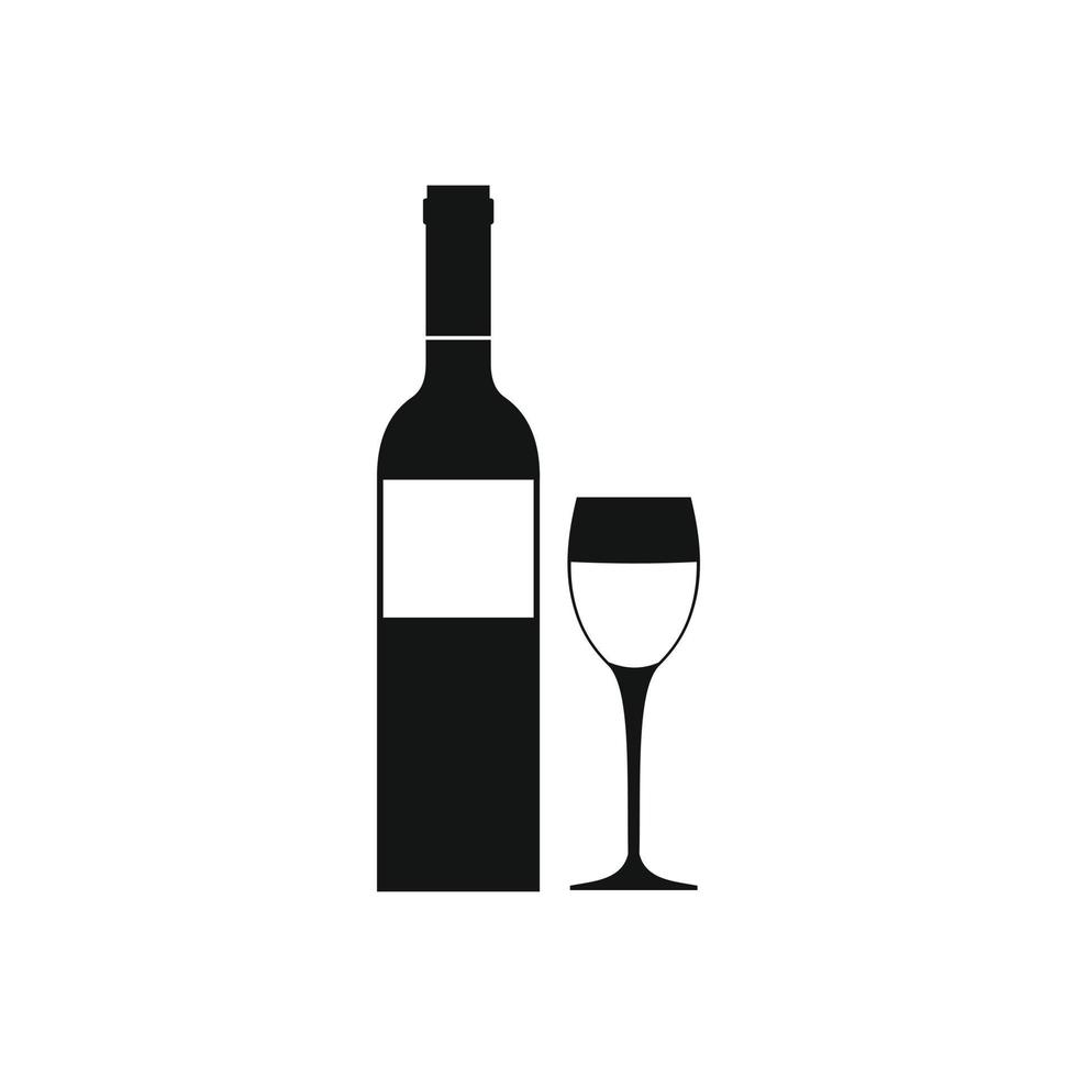 ícone de garrafa de vinho tinto, estilo simples vetor