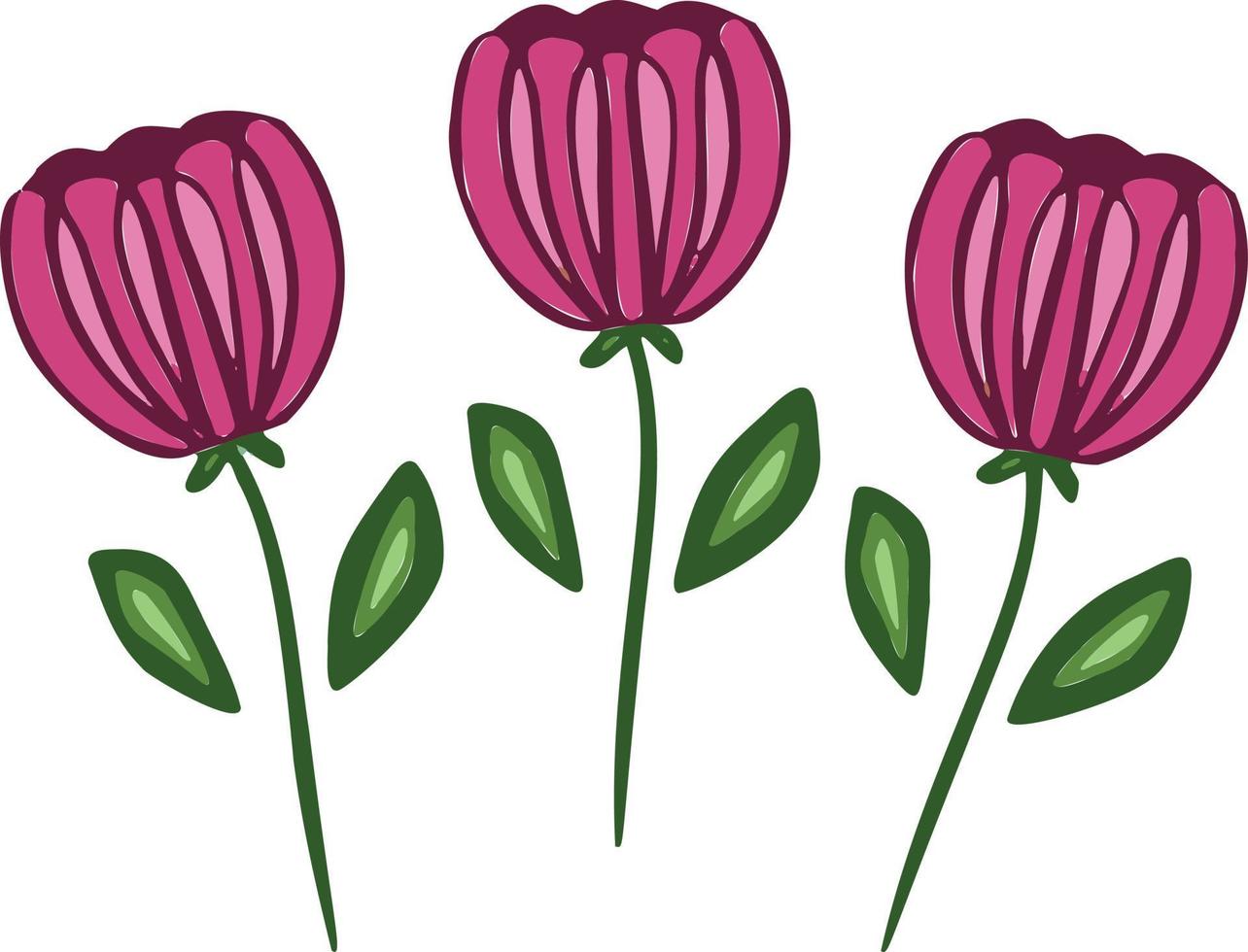 ícone de flores românticas de primavera rosa, símbolo de tulipas. vetor, vetor