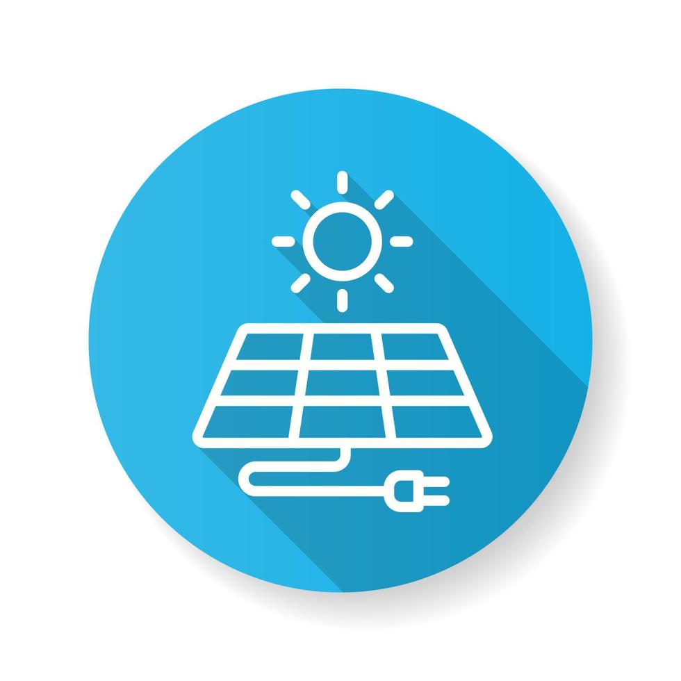 ícone de energia solar com sombra longa para design gráfico e web. vetor