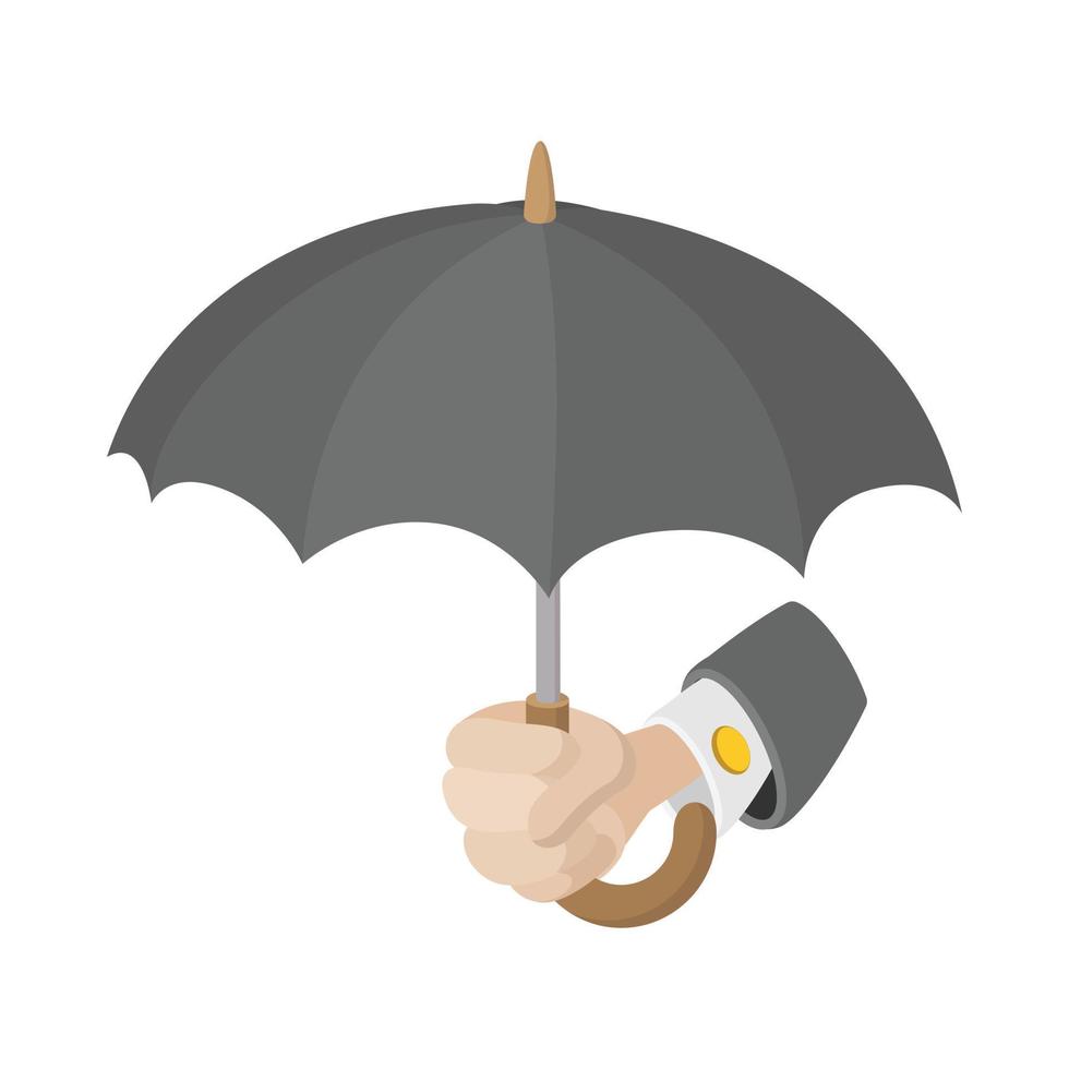 mão humana segurando o ícone de guarda-chuva vetor