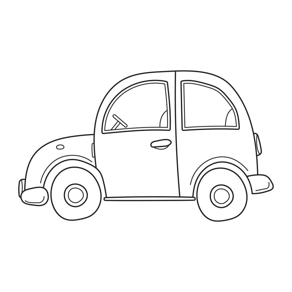 um carro de brinquedo simples no estilo doodle de esboço. transporte urbano. vetor