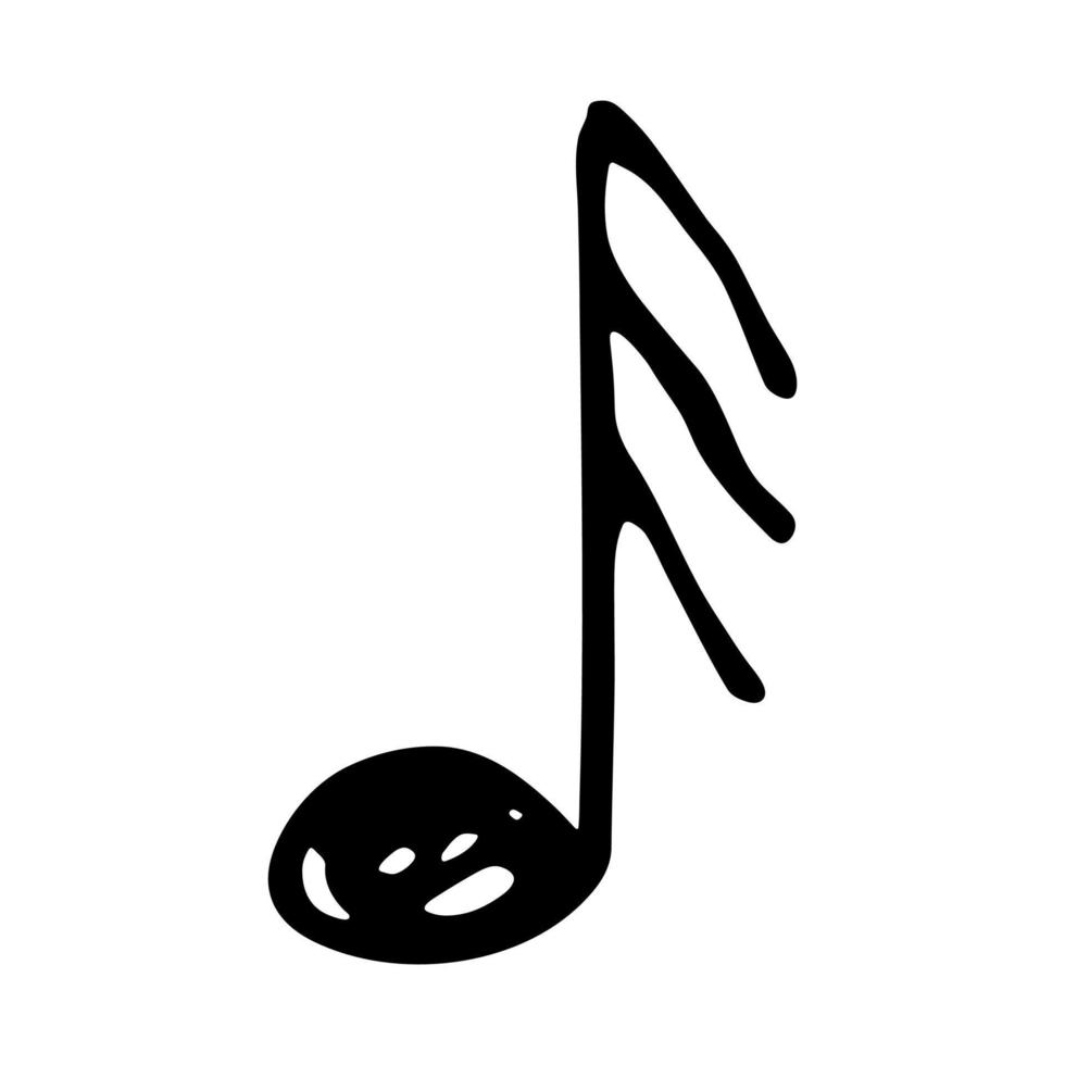 doodle de nota musical. símbolo musical desenhado à mão. elemento único para impressão, web, design, decoração, logotipo vetor