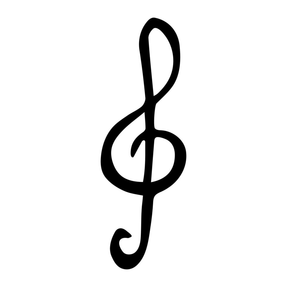 doodle clave de sol. símbolo musical desenhado à mão. elemento único para impressão, web, design, decoração, logotipo vetor