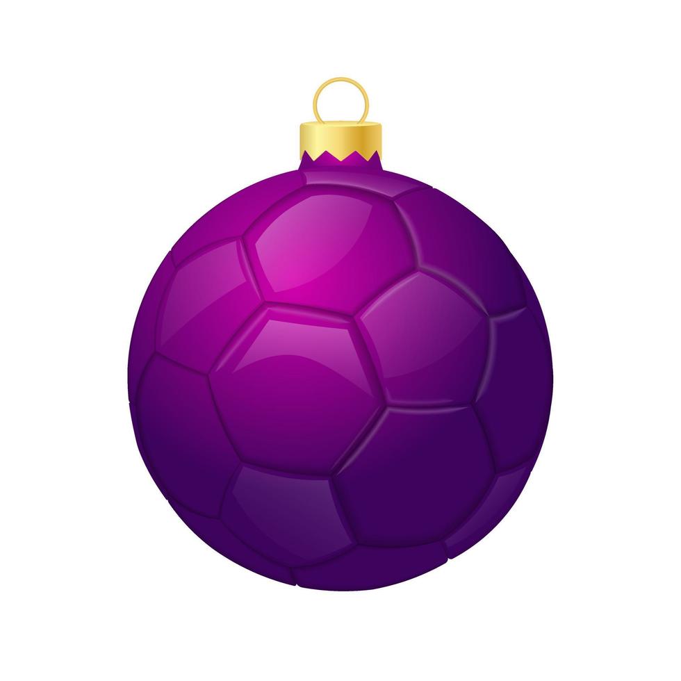 ícone roxo da bola de futebol do natal para a árvore de natal vetor