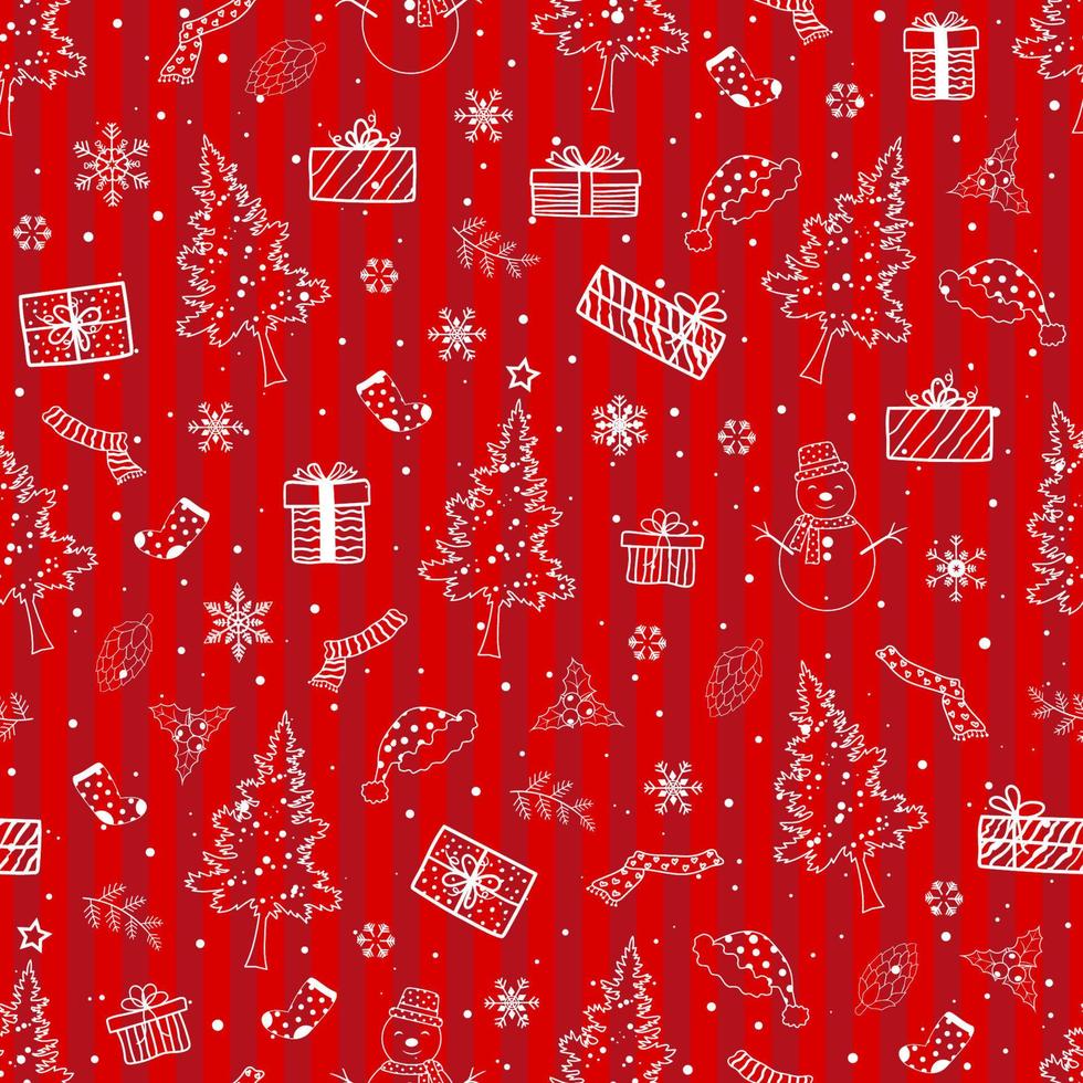 comemore o tema com padrão perfeito para o natal ou ano novo decorativo em fundo vermelho vetor