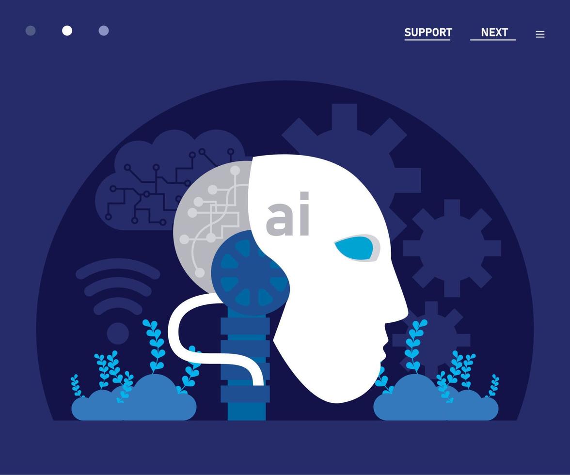 perfil de robô de inteligência artificial vetor