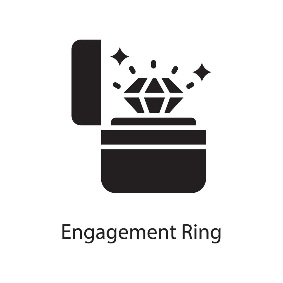 ilustração de design de ícone sólido de vetor de anel de noivado. símbolo de amor no arquivo eps 10 de fundo branco