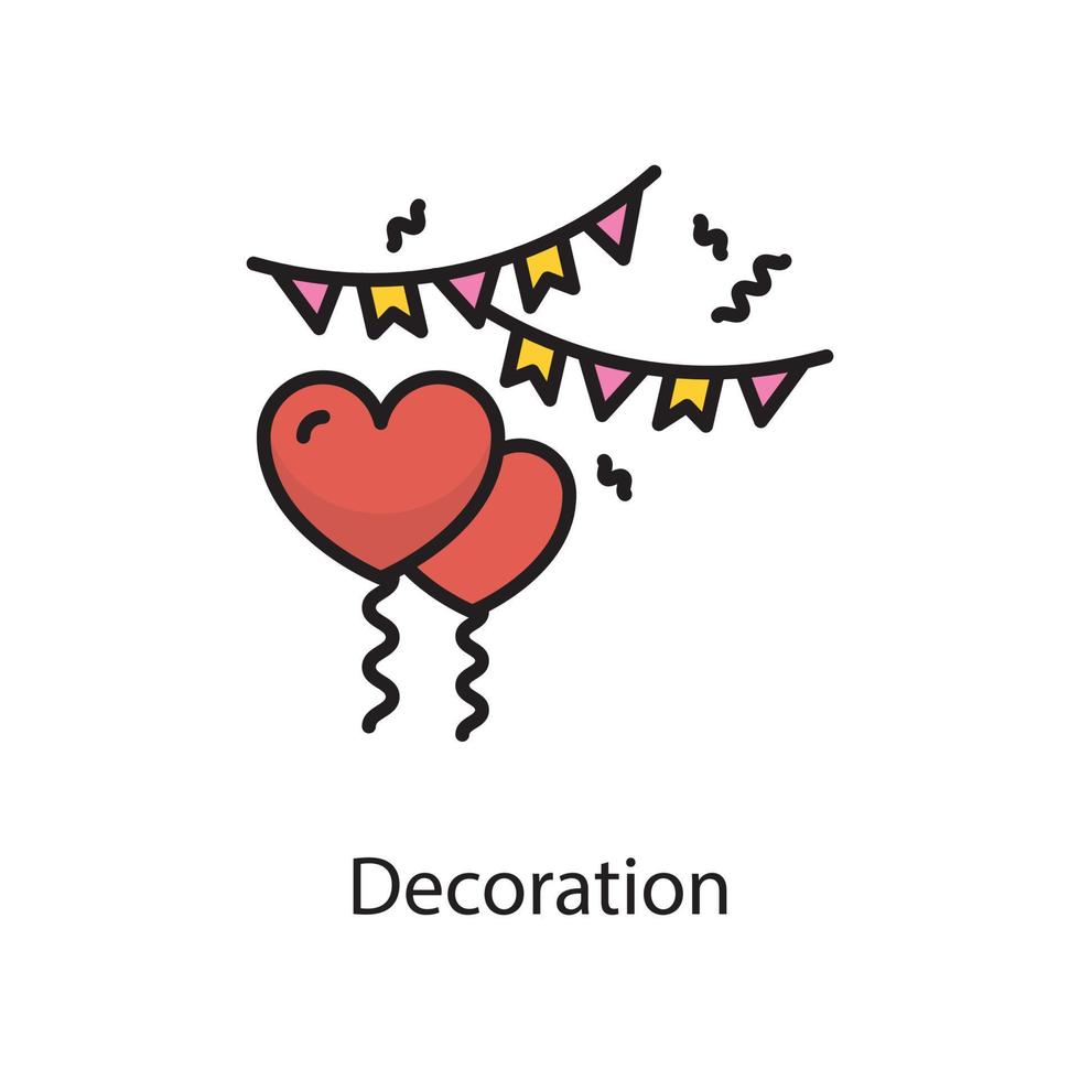 vetor de decoração cheio de ilustração de design de ícone de contorno. símbolo de amor no arquivo eps 10 de fundo branco