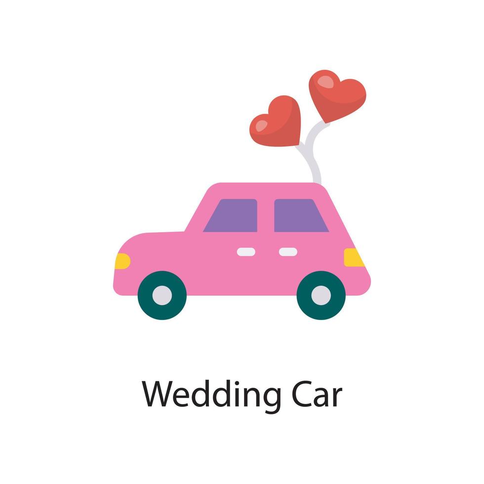 ilustração de design de ícone plana de vetor de carro de casamento. símbolo de amor no arquivo eps 10 de fundo branco