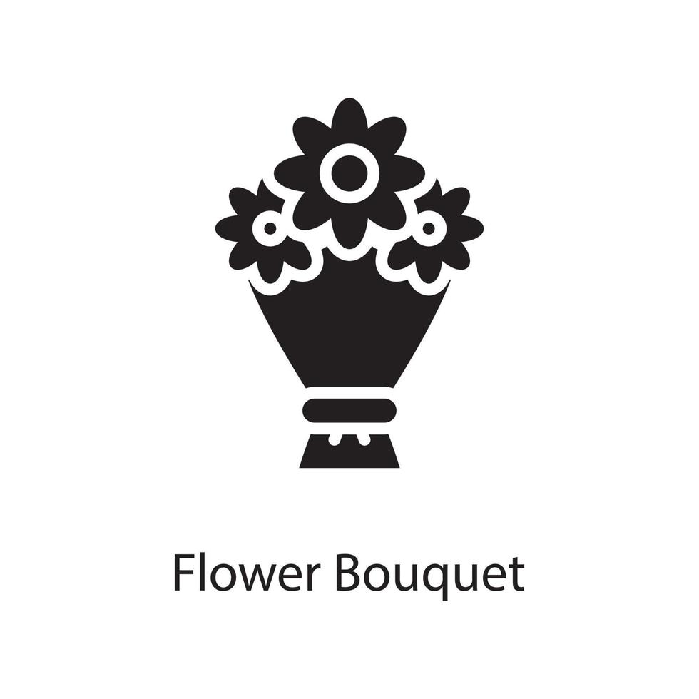 ilustração em vetor buquê de flores ícone sólido design. símbolo de amor no arquivo eps 10 de fundo branco