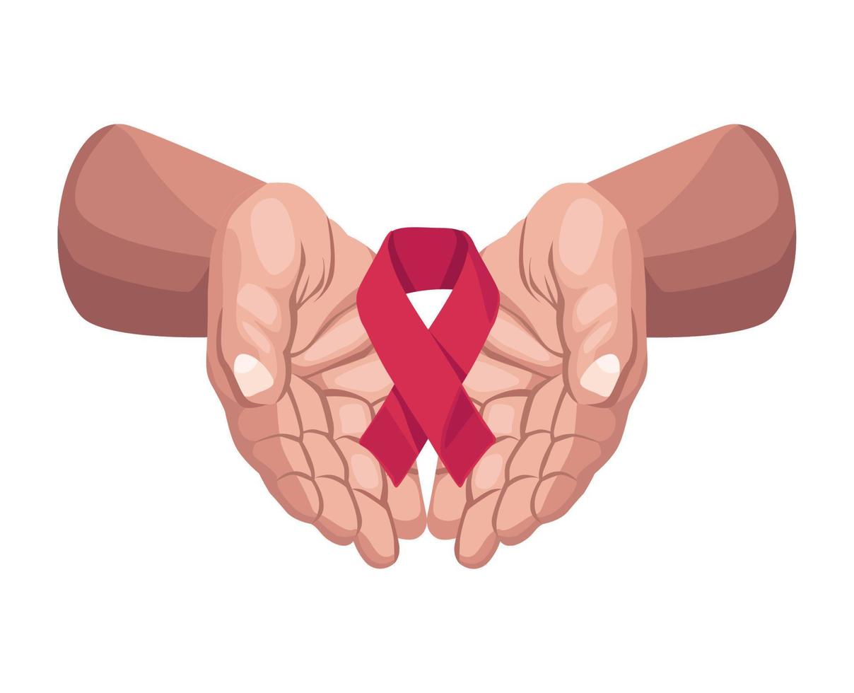 levantamento de mãos campanha de fita de aids vetor
