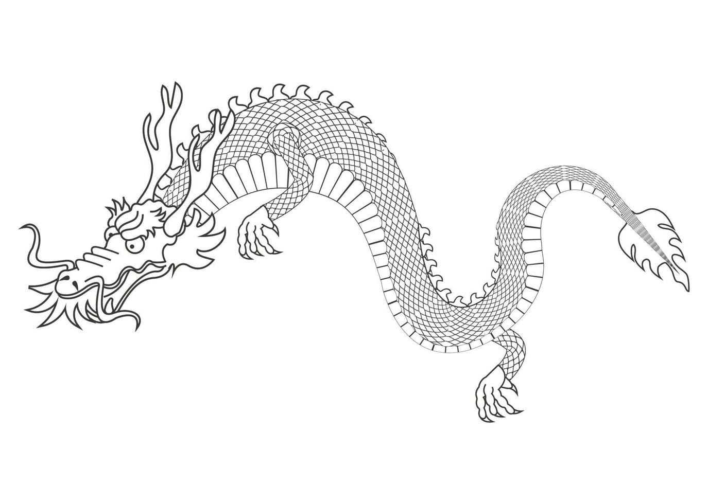 besta de dragão asiático para colorir vetor