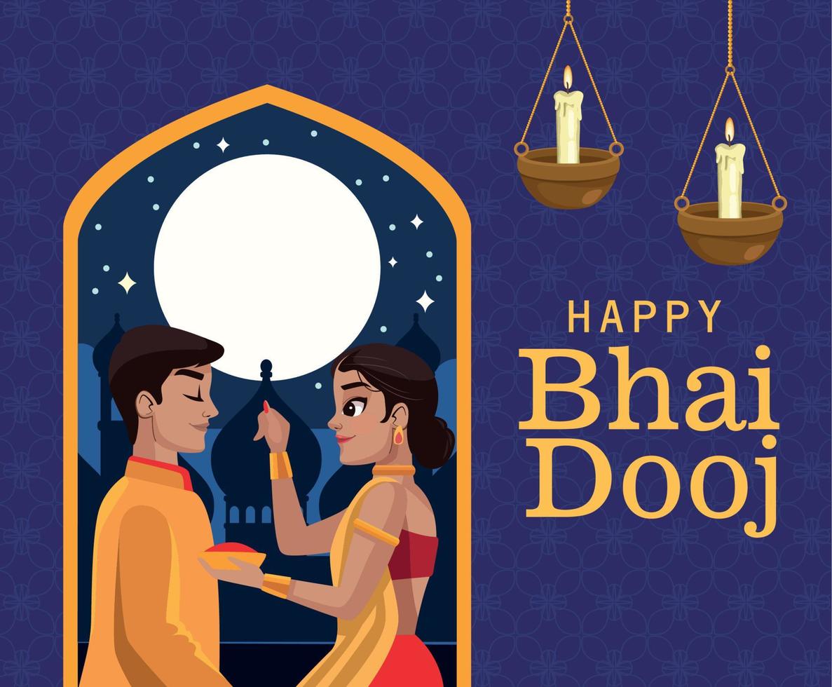 cartaz feliz bhai dooj vetor