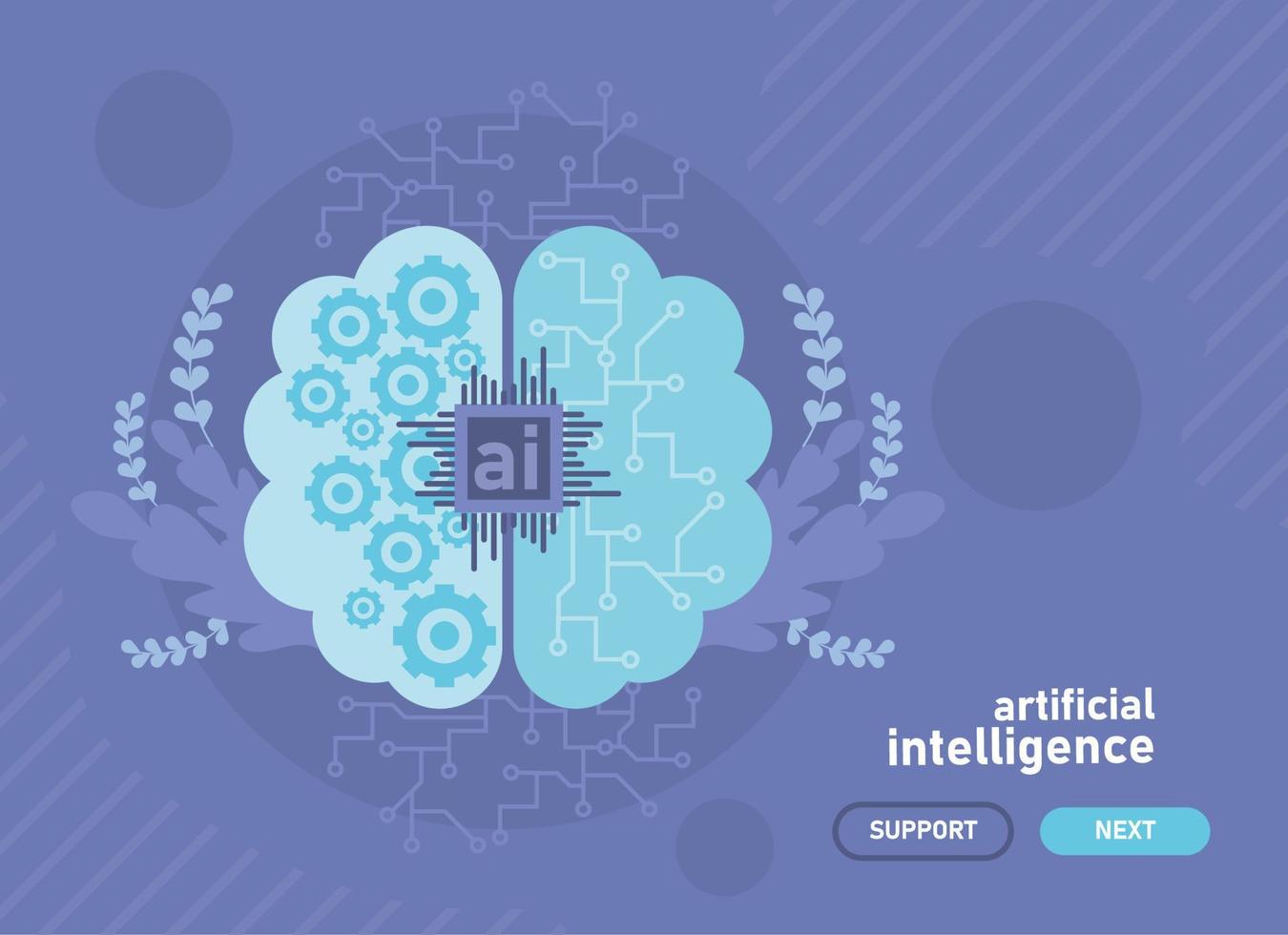 cérebro de tecnologia de inteligência artificial vetor