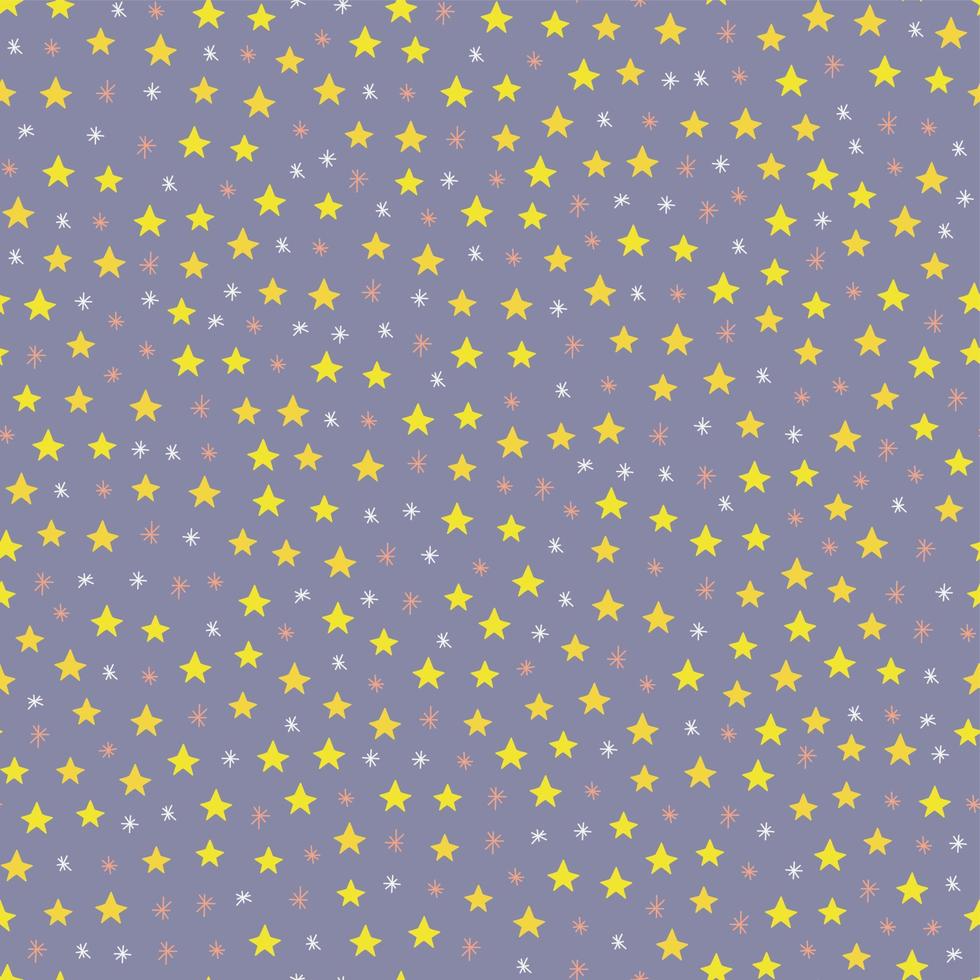 bonito padrão sem emenda com estrelas. doodle de fundo vector com estrelas e brilhos. impressão infantil com estrelas douradas para tecido, têxtil, papel, embrulho