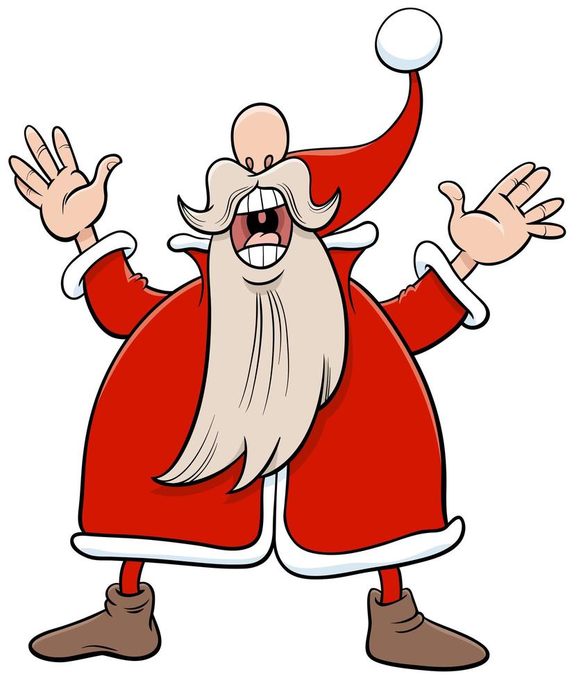 personagem de desenho animado de natal do papai noel cantando uma canção vetor