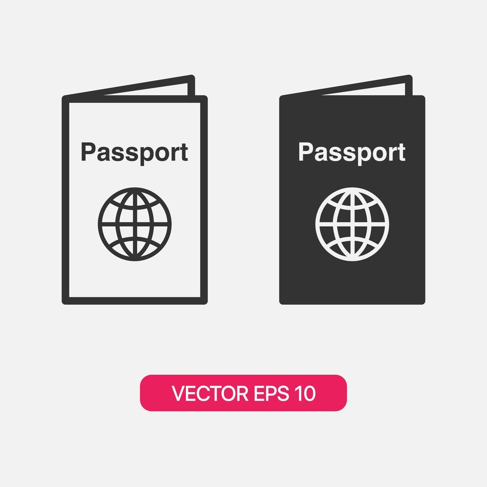 ícone de passaporte em fundo cinza vetor