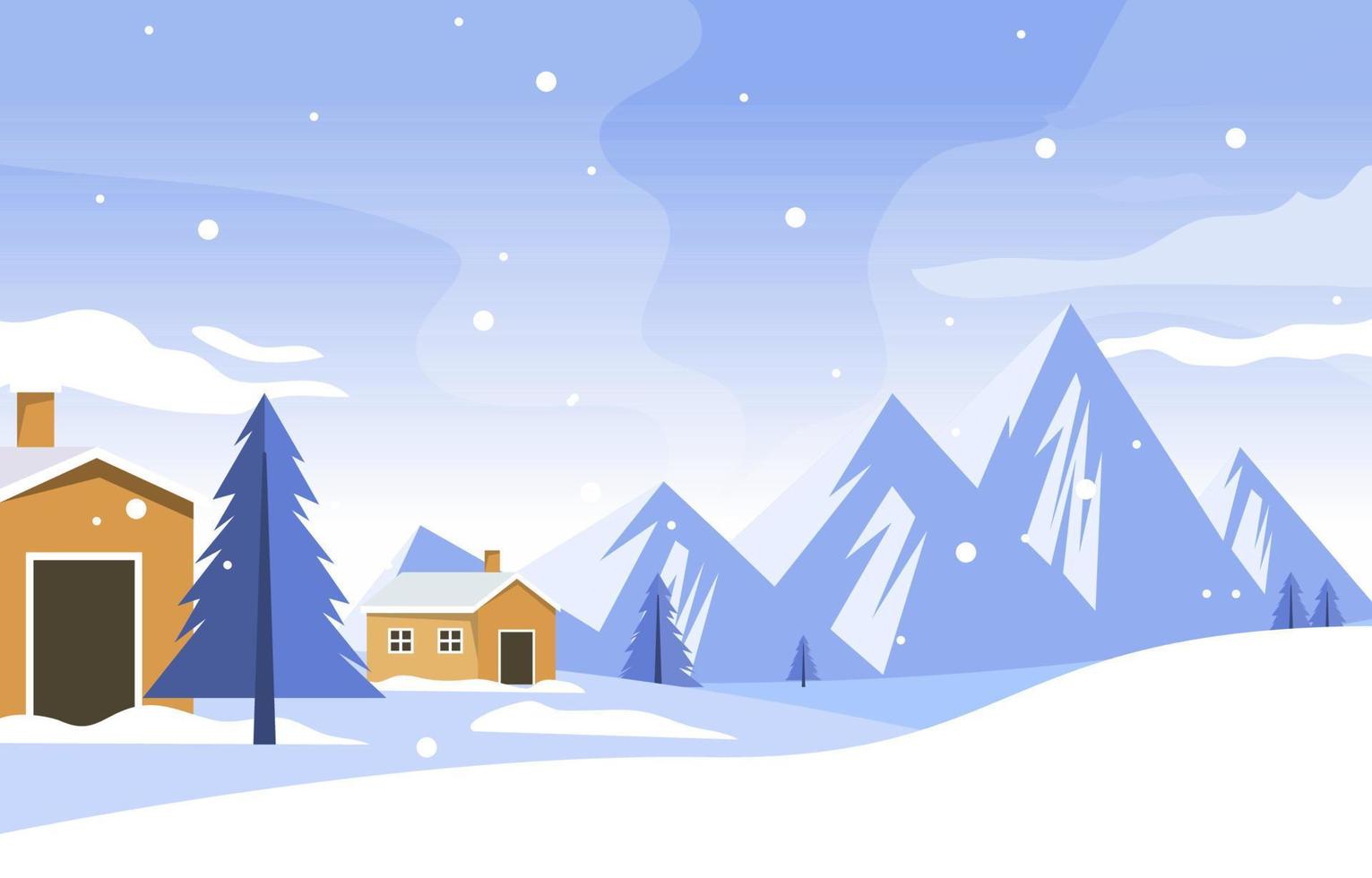 bela vila casa montanha inverno neve paisagem vetor