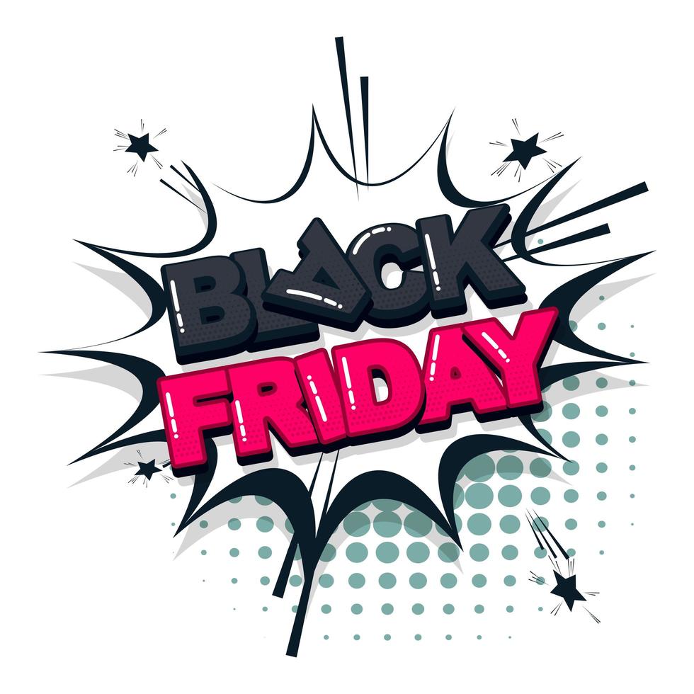 estilo pop art texto em quadrinhos black friday vetor