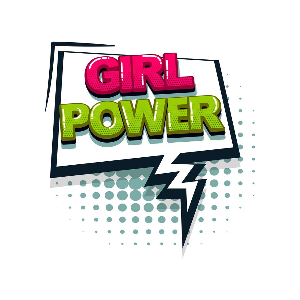 estilo pop art de texto em quadrinhos girl power vetor