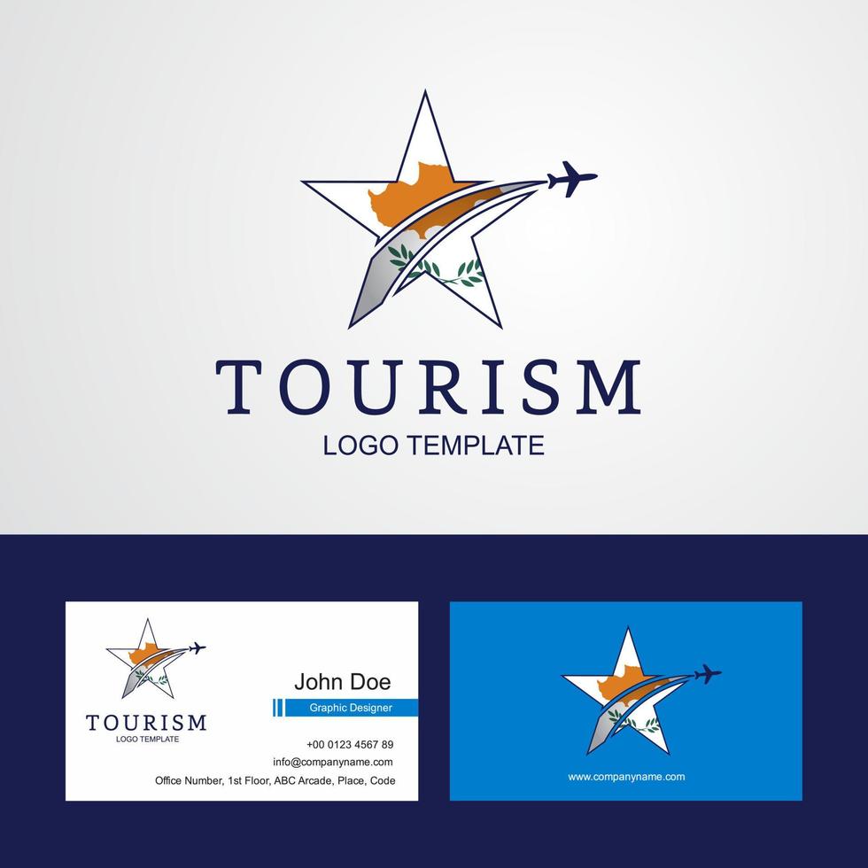 logotipo de estrela criativa de bandeira de chipre de viagem e design de cartão de visita vetor