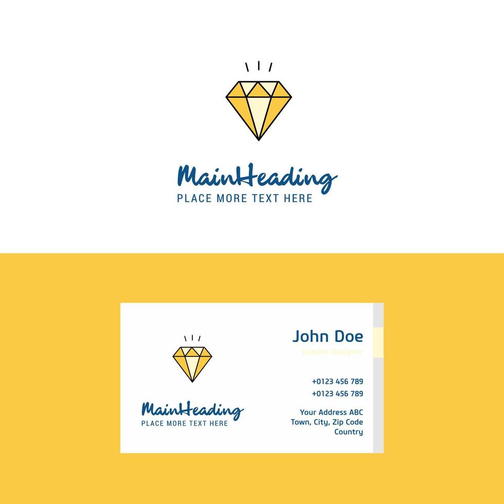 logotipo de diamante plano e modelo de cartão de visita design de logotipo de conceito de negócios vetor