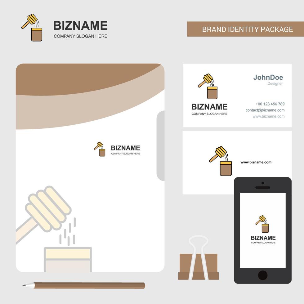 cartão de visita de capa de arquivo de logotipo de negócios de mel e ilustração em vetor de design de aplicativo móvel